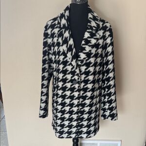 Nine West Houndstooth Wool blend Pea Coat Women's Black and White size XS